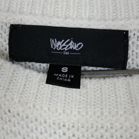 Mossimo Knit Sweater Top Size Small Off White Cold Shoulders Long Sleeve - Picture 6 of 9